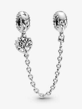 Pandora Silver Tree of Life Safety Chain Bracelet Charm